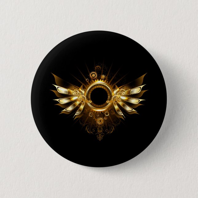 Steampunk wings 2 inch round button (Front)
