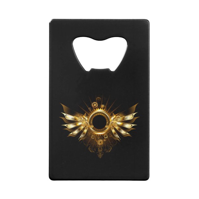 Steampunk wings credit card bottle opener (Front)