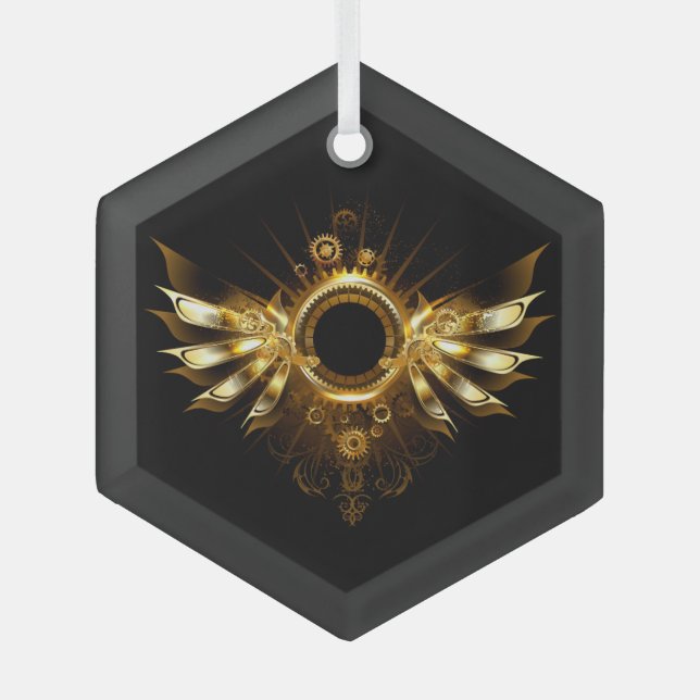 Steampunk wings glass ornament (Front)