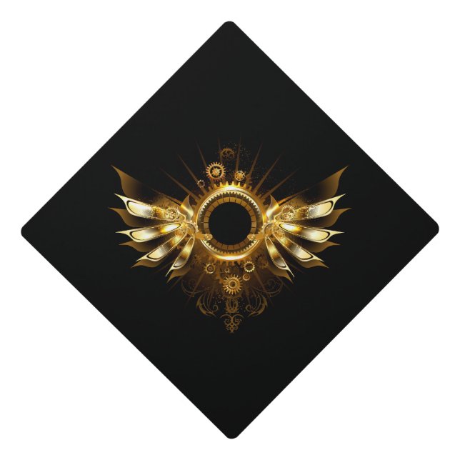 Steampunk wings graduation cap topper (Front)