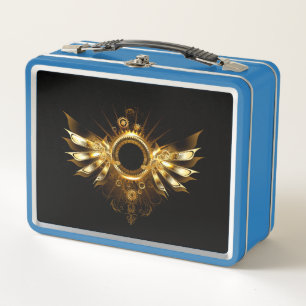 Steampunk wings metal lunch box