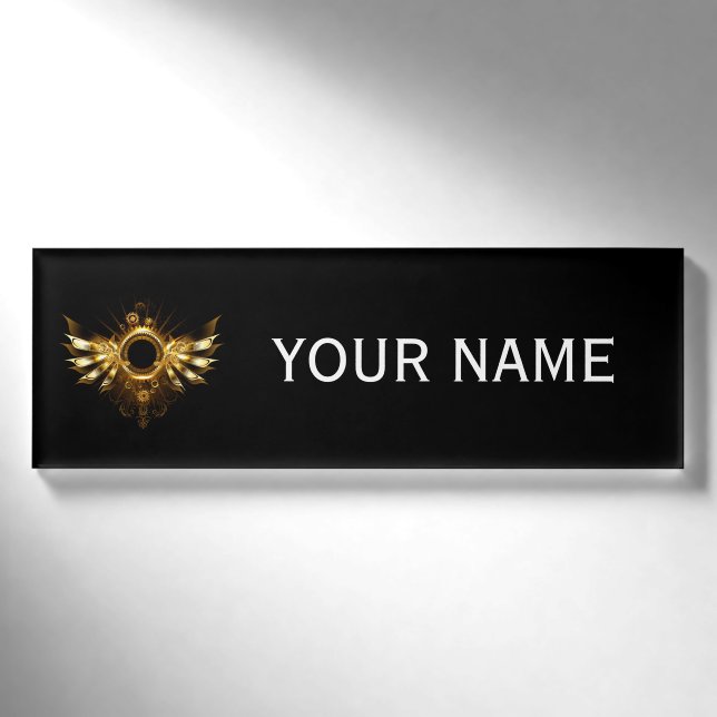 Steampunk wings name tag (Front)