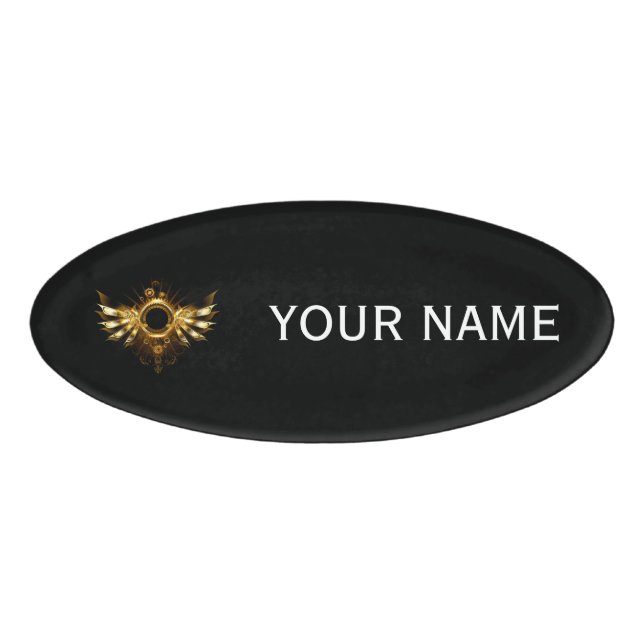 Steampunk wings name tag (Front)