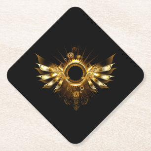 Steampunk wings paper coaster