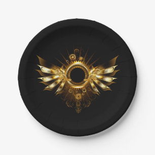 Steampunk wings paper plate