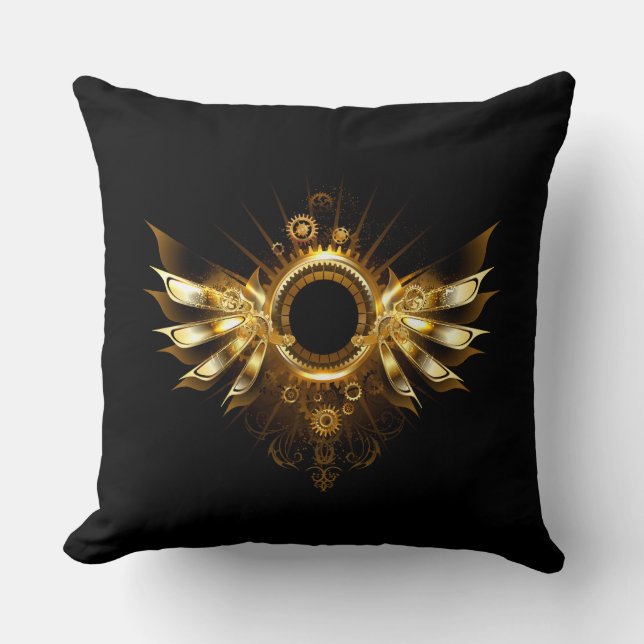 Steampunk wings throw pillow (Front)