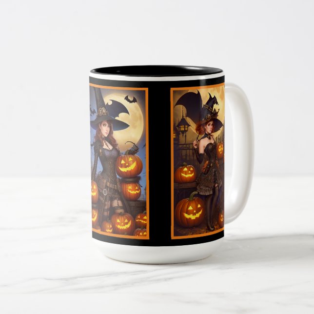 Steampunk Witches Two-Tone Coffee Mug (Front Right)