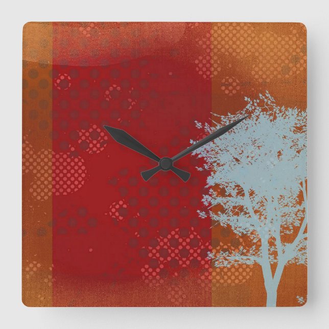 Steampunk with Abstract Tree Square Wall Clock (Front)