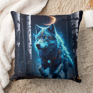 Steampunk Wolf Throw Pillow
