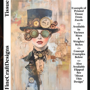Steampunk Woman Collage Portrait DJ9L Decoupage Tissue Paper