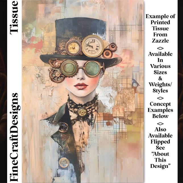Steampunk Woman Collage Portrait DJ9L Decoupage Tissue Paper (Creator Uploaded)
