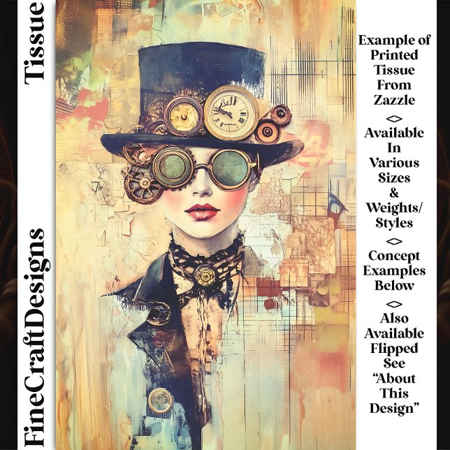 Steampunk Woman Collage Portrait DJ9LF Decoupage Tissue Paper (Creator Uploaded)