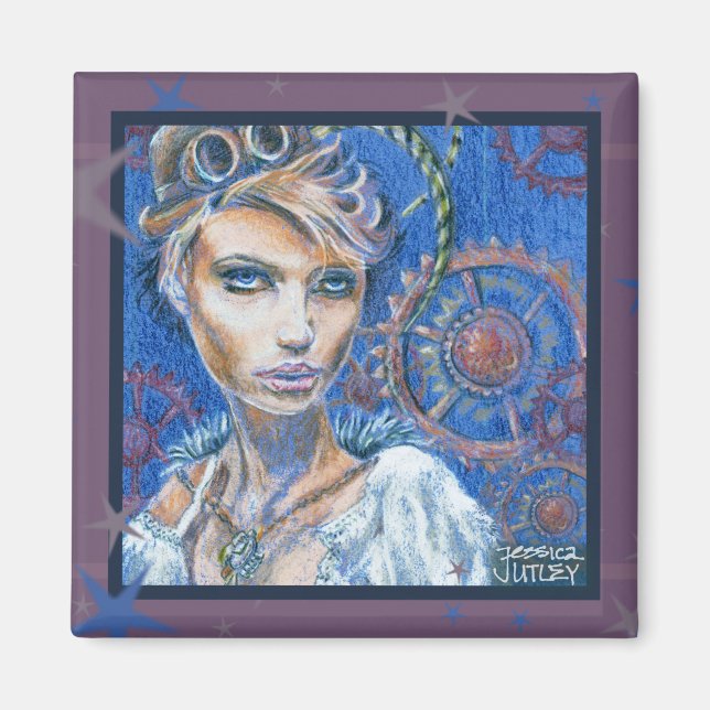 Steampunk Woman Fantasy Victorian Portrait Magnet (Front)