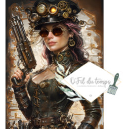 Steampunk Woman Mechanical Elements Decoupage Tissue Paper