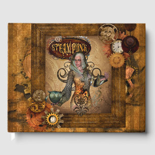 Steampunk women with steampunk owl guest book