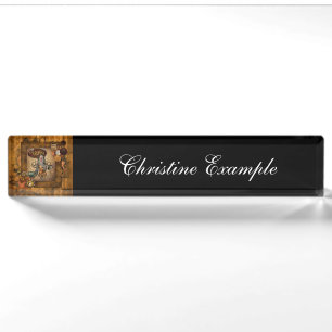 Steampunk women with steampunk owl nameplate