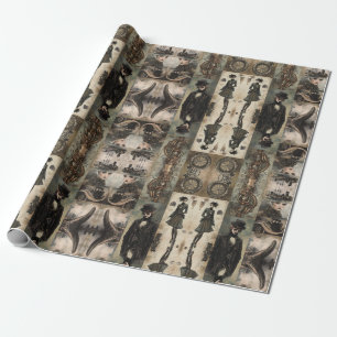 Steampunk women wrapping paper
