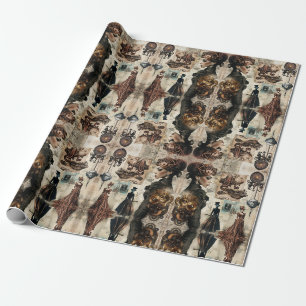 Steampunk women wrapping paper