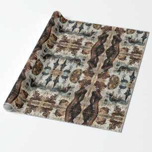 Steampunk women wrapping paper
