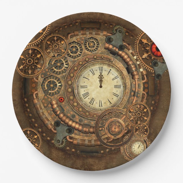 Steampunk, wonderful clockwork paper plate (Front)