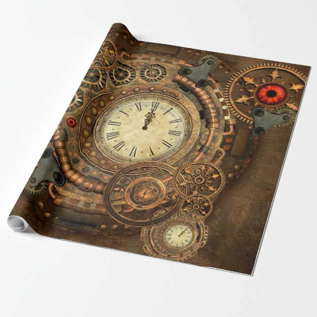 Steampunk, wonderful clockwork wrapping paper (Unrolled)