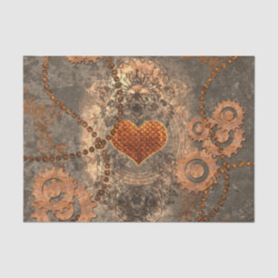 Steampunk, wonderful heart made of rusty metal tissue paper