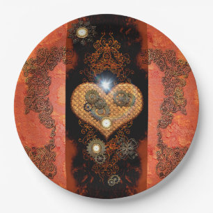 Steampunk, wonderful heart paper plate