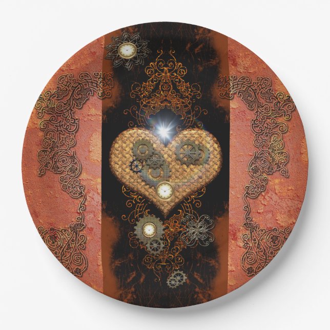 Steampunk, wonderful heart paper plate (Front)
