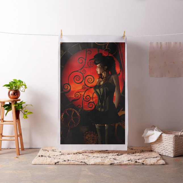 Steampunk, wonderful steampunk lady in the night fabric (In Situ)