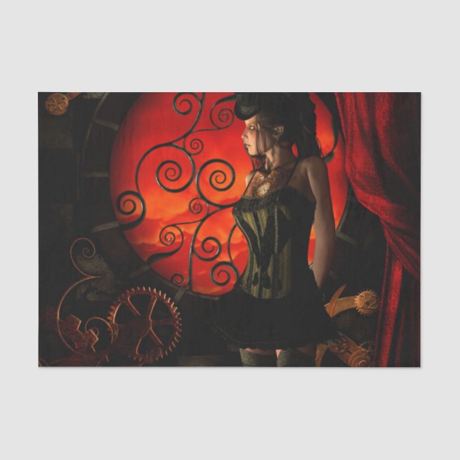 Steampunk, wonderful steampunk lady in the night tissue paper (Front)