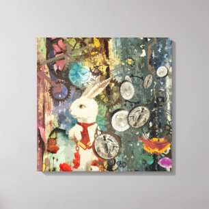 Steampunk Wonderland White Rabbit Canvas Print