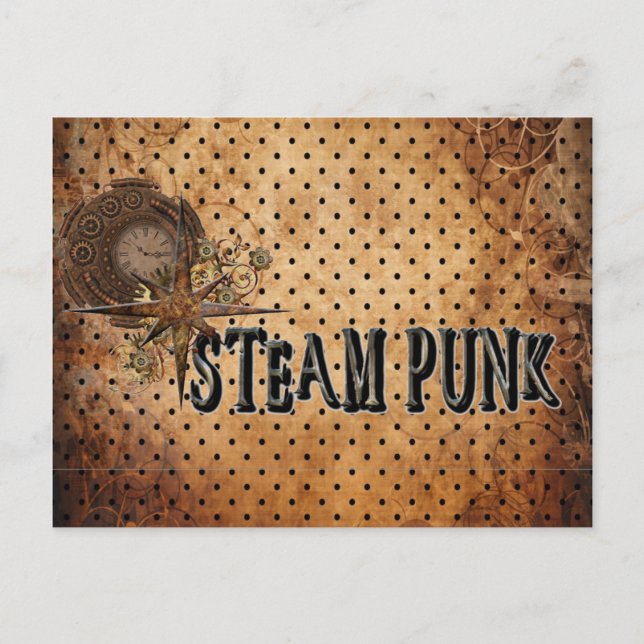 Steampunk Word Collage Postcard (Front)