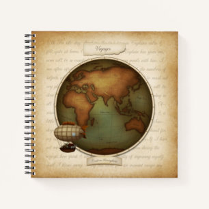 Steampunk World Hemispheres Map Aeronautical Atlas Notebook