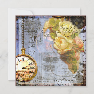 Steampunk & Yellow Roses Invite