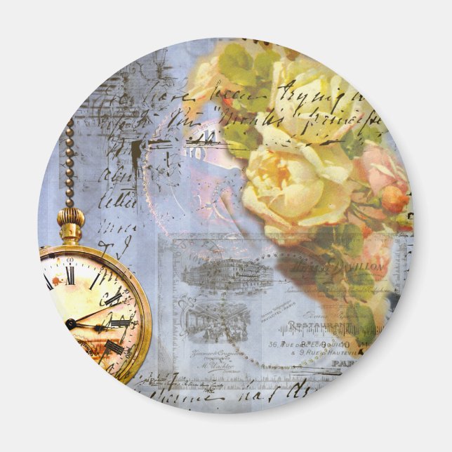 Steampunk & Yellow Roses Magnet (Front)