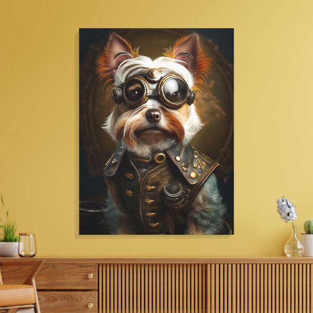 Steampunk Yorkie Canvas Art (Insitu(LivingRoom))