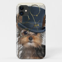Steampunk Yorkie on a Vintage Dictionary Page