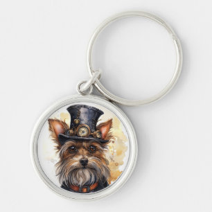 Steampunk Yorkshire Terrier Dog Keychain