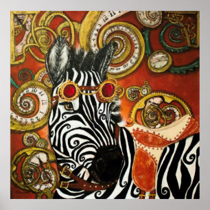 Steampunk Zebra Matte Poster