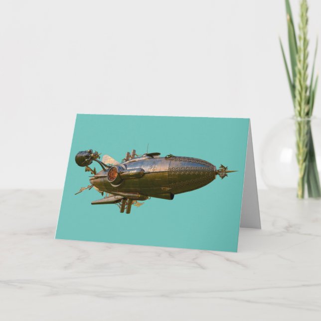 STEAMPUNK ZEPPELIN BLIMP BLANK CARDS (Front)