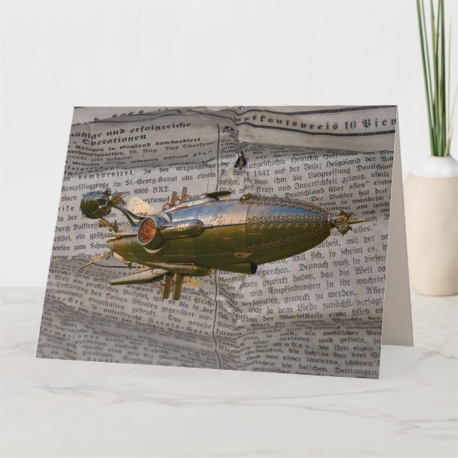 STEAMPUNK ZEPPELIN BLIMP JOURNAL CARTES D'ANNIVERS (Devant)