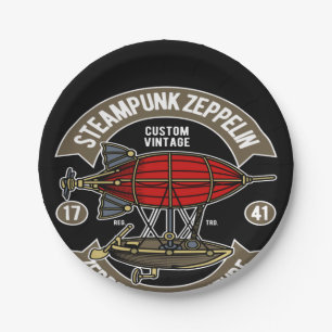 Steampunk Zeppelin Paper Plate