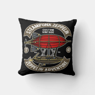 Steampunk Zeppelin Throw Pillow