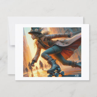 Steampunker Roller Skating,  Postcard