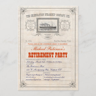 Steamship Cruise Ticket  Invitation -Custom Text