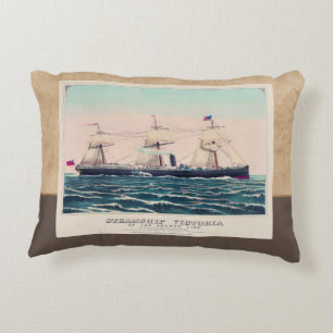 Steamship Victoria of the Anchor Line, 1876 Accent Pillow
