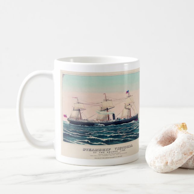 Steamship Victoria of the Anchor Line, 1876 Coffee Mug (With Donut)