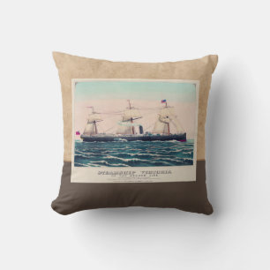 Steamship Victoria of the Anchor Line, 1876 Throw Pillow