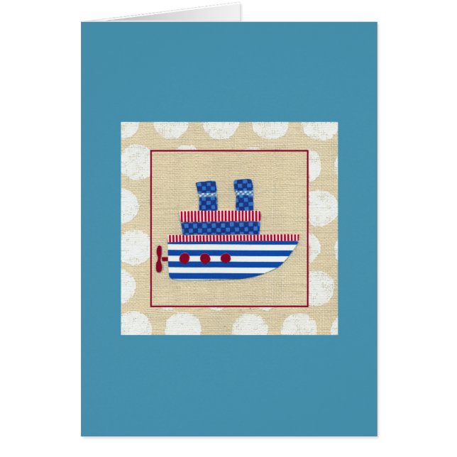 Steamship with Propeller and Blue Smokestacks (Front)