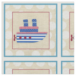 Steamship with Propeller and Blue Smokestacks Fabric